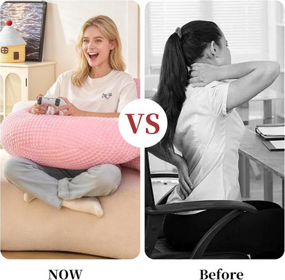 17" Reading Pillow for Bed,U Shaped Arm & Elbow Support,Pink Flannel