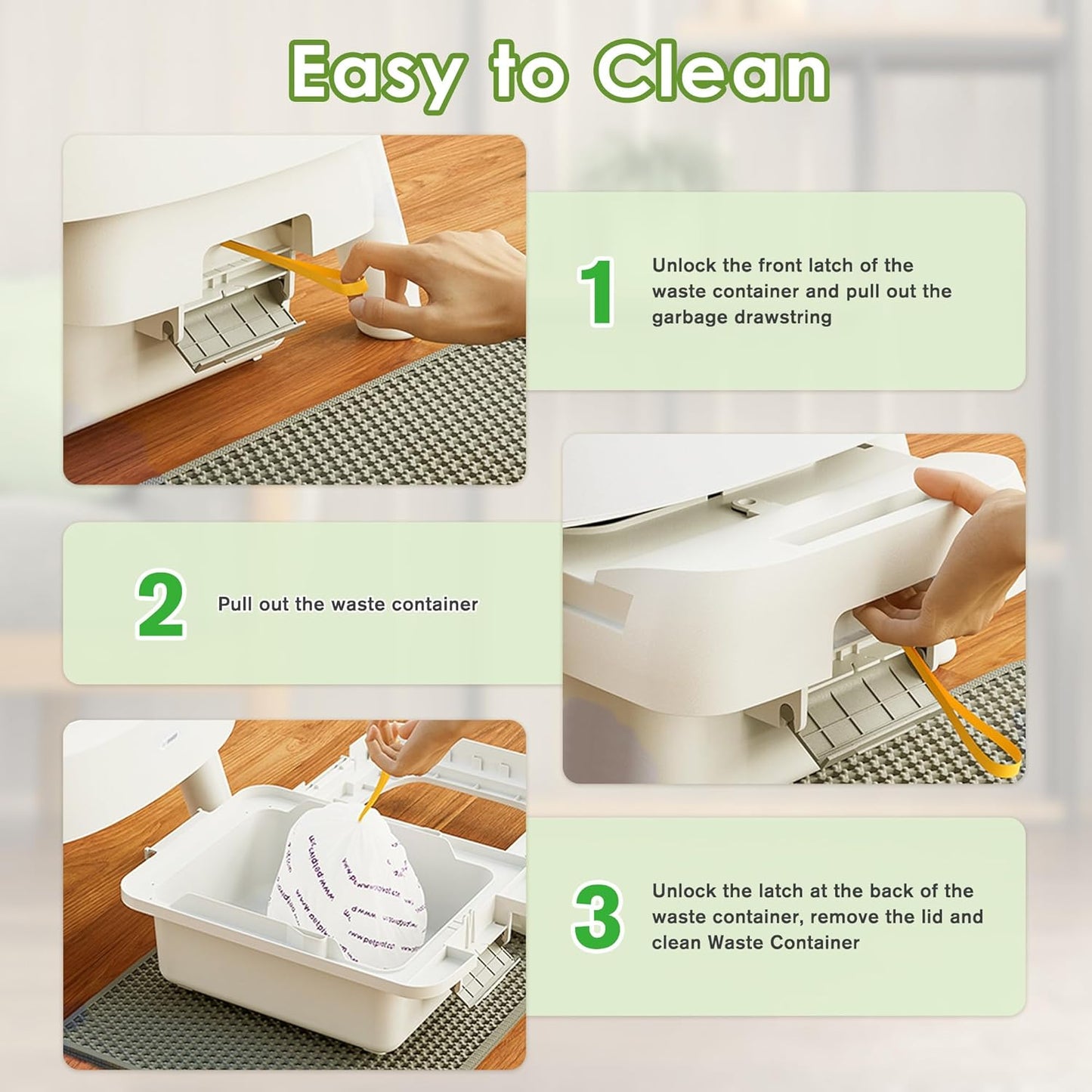 Self Cleaning Cat Litter Box, Large Capacity Automatic Cat Litter Box for Multiple Cats, White with Pink