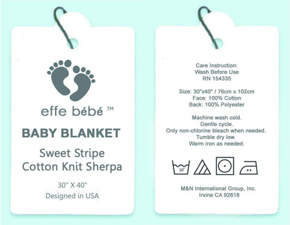 Magnolia Cable Knit and Sherpa Baby Blanket (Peach Pink Stripe)
