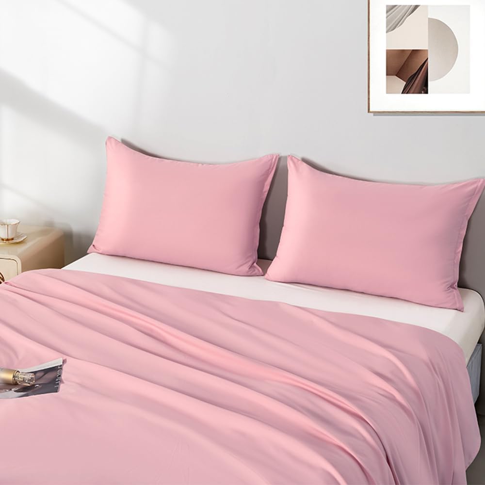Standard Size Zipper Pillow Cases Set of 2,Pink,20x26 Inches