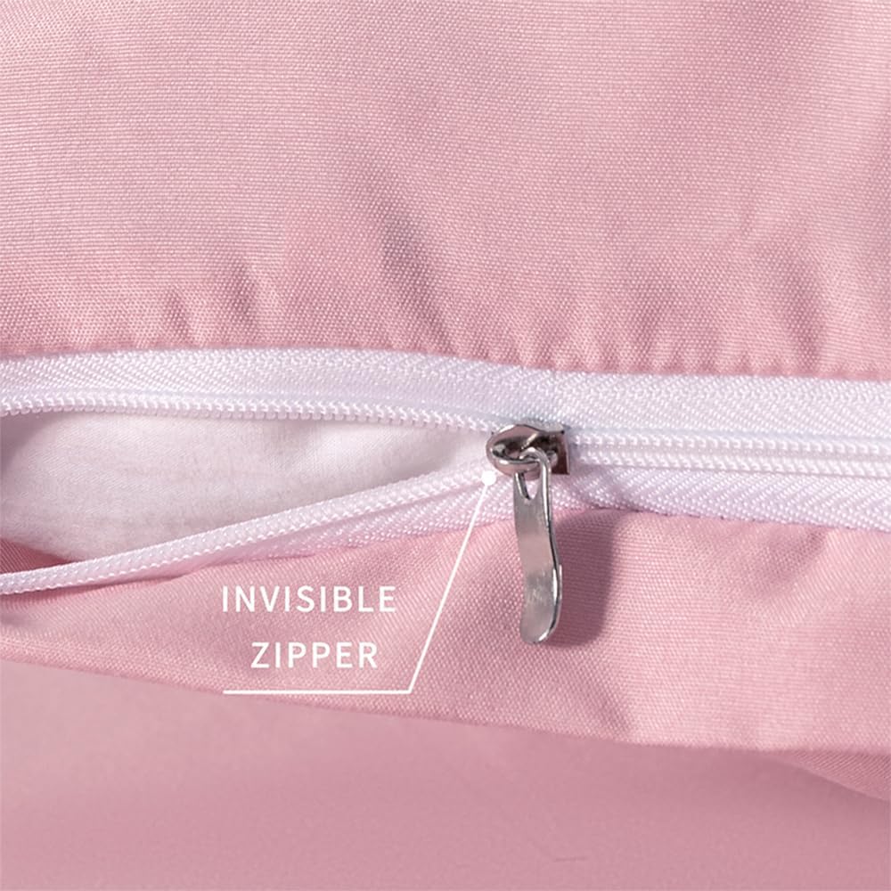 Standard Size Zipper Pillow Cases Set of 2,Pink,20x26 Inches