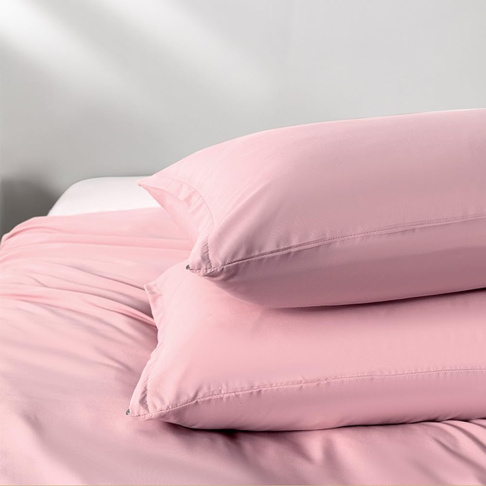 Standard Size Zipper Pillow Cases Set of 2,Pink,20x26 Inches