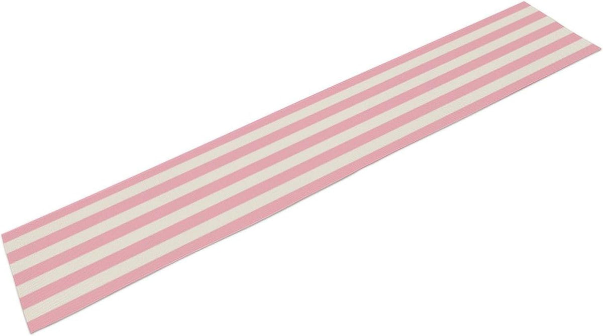 Pink and White Striped Table Runner, Modern Stripes Pattern Elegant Cotton Canvas Kitchen Dinner Runner for Indoor Home Living Room Party Dining Table Decoration 13"x60"