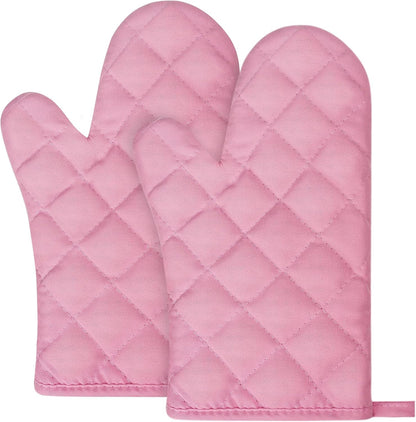 Pink Oven Mitts, 1 Pair Kitchen Mittens, 392°F Heat Resistant