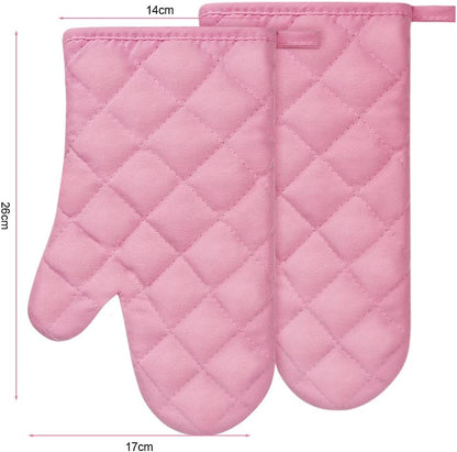 Pink Oven Mitts, 1 Pair Kitchen Mittens, 392°F Heat Resistant