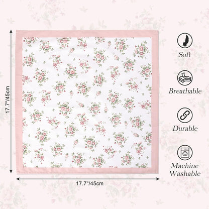 Pink Floral Rose Print Cloth Napkins 100% Cotton, 18" X 18" Dinner Napkins Cloth Set, Washable Napkins for Home, Kitchen, Dinner, Party, Wedding, Cocktail, Set of 4
