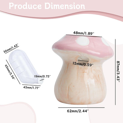 60ml Hamster Water Bottle Pet Drinking Dispenser with Mushroom Ceramic Stand for Hamsters, Guinea Pigs & Small Animals - Leak-Proof Ceramic Water Bottle for Cage Use (Pink)