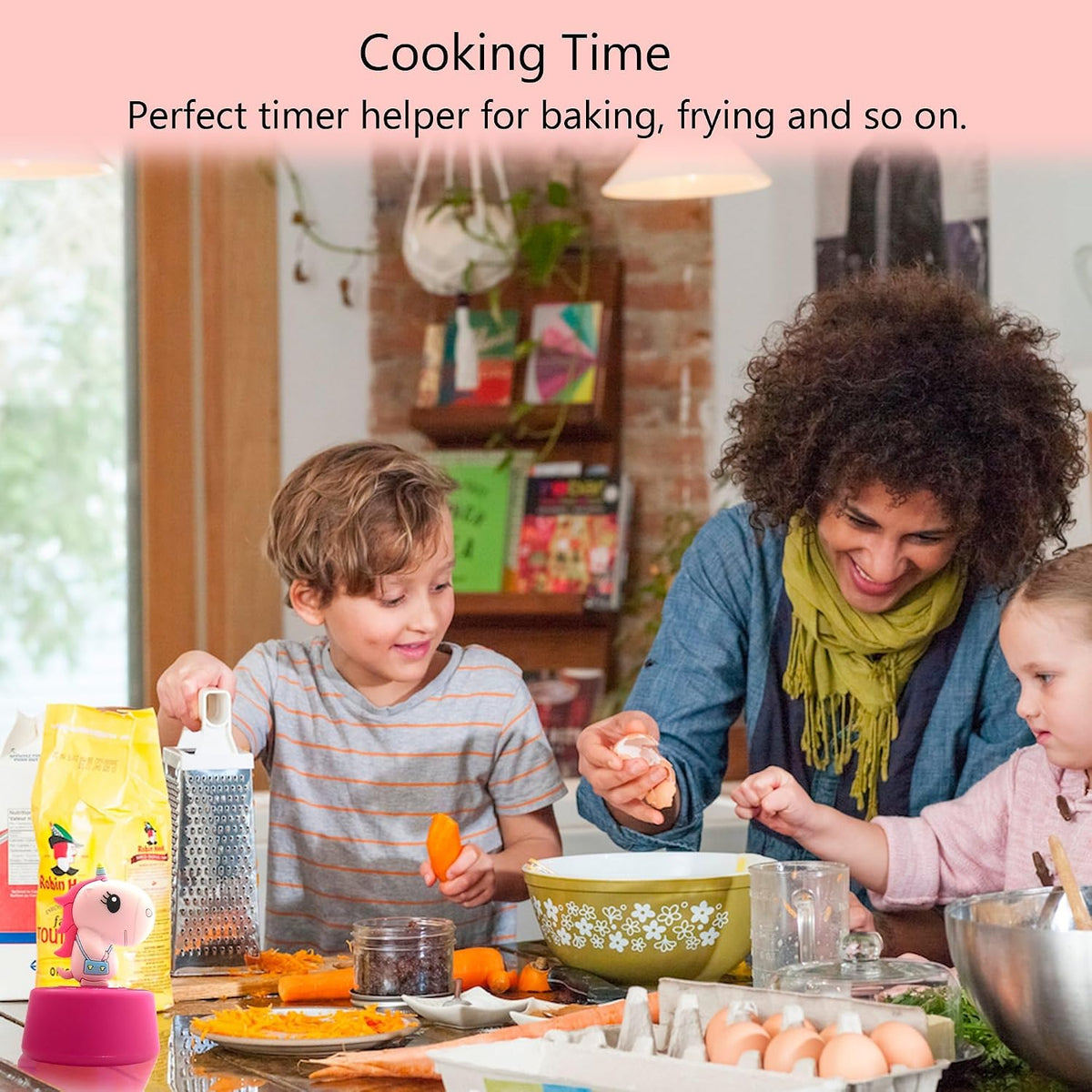 Visual Timer for Kids, Toddler Kitchen Timer 60 Min Countdown, Pink Unicorn