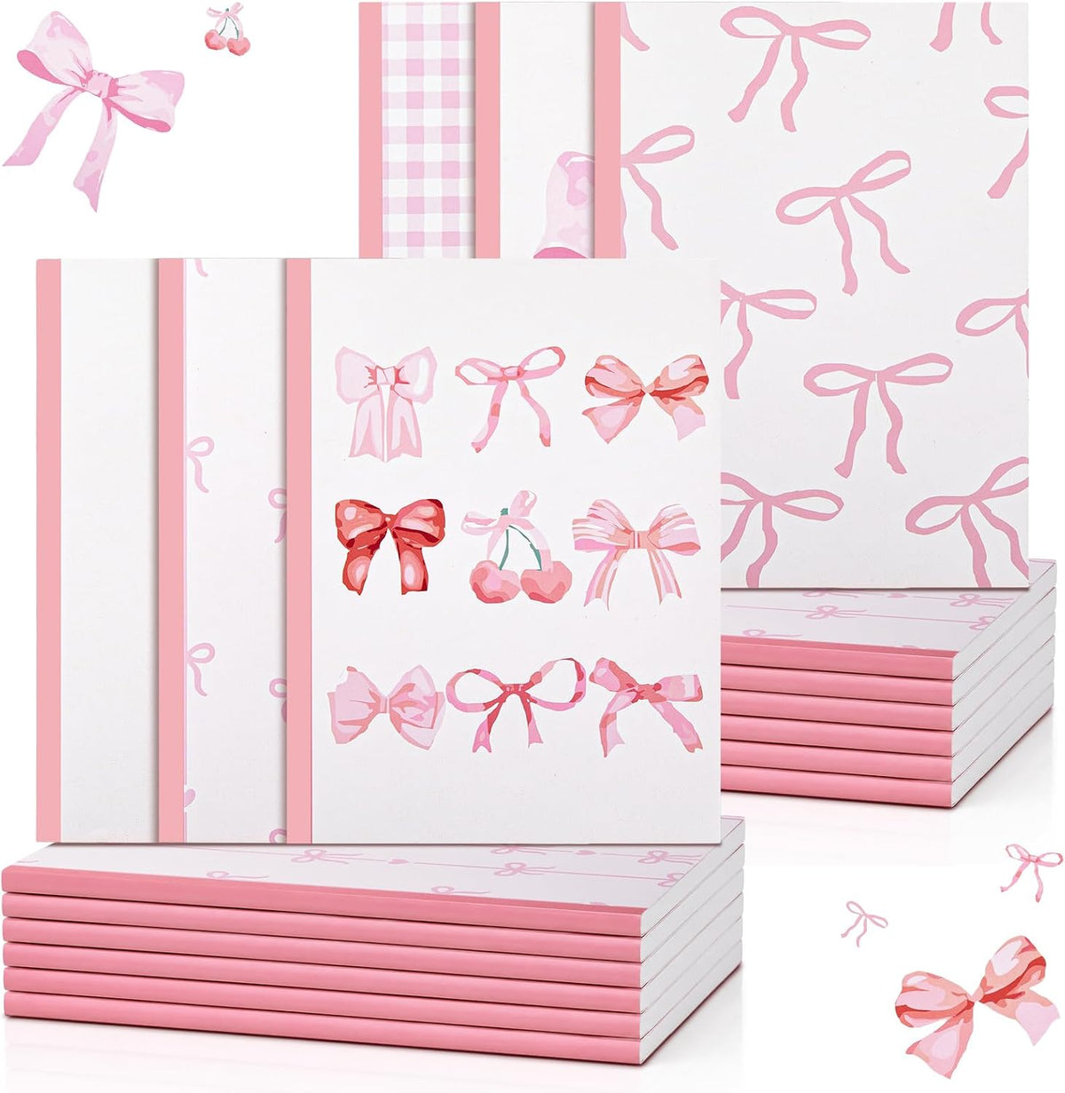 6 Pack Composition Notebook Bundle College Ruled Bulk Pink Bow Composition Notebook Preppy Aesthetic for Back to School Supplies 110 Pages 7-1/2" x 10" Cute Journal for First Day of School Office