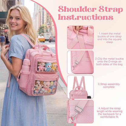 Large Zipper Binder 3 Ring with Window, Pink