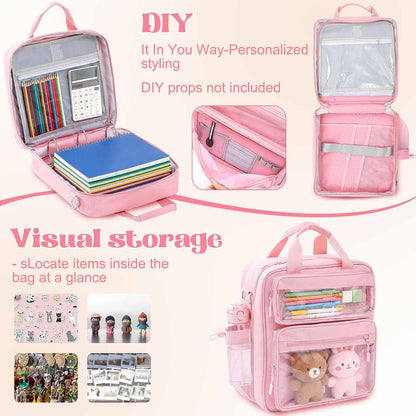 Large Zipper Binder 3 Ring with Window, Pink