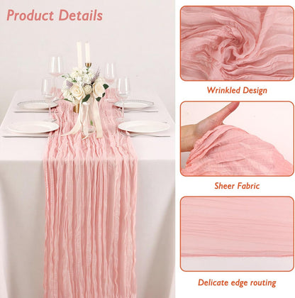 8 Pack Peach Pink Cheesecloth Table Runner 120 Inch Boho Wedding Decor