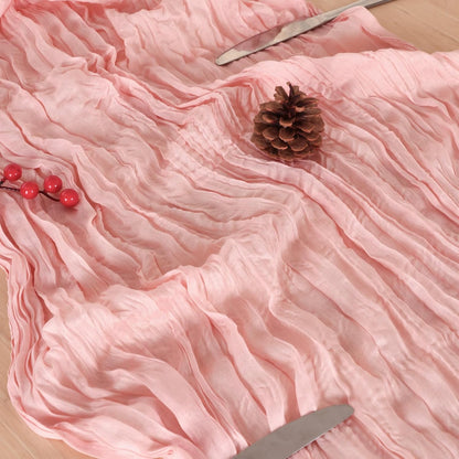 8 Pack Peach Pink Cheesecloth Table Runner 120 Inch Boho Wedding Decor