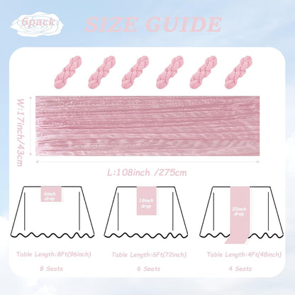 6Pack Light Pink Cheesecloth Table Runner Boho Gauze Cheese Cloth Table Runners Sheer Pink Table Runner for Wedding Party Baby Shower Birthday Home Decor