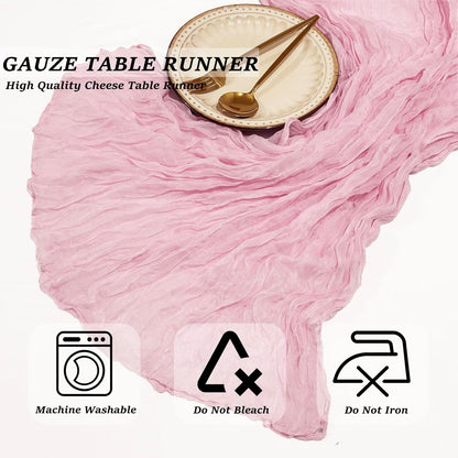6Pack Light Pink Cheesecloth Table Runner Boho Gauze Cheese Cloth Table Runners Sheer Pink Table Runner for Wedding Party Baby Shower Birthday Home Decor