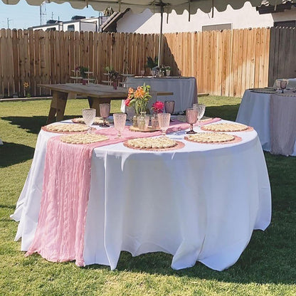 6Pack Light Pink Cheesecloth Table Runner Boho Gauze Cheese Cloth Table Runners Sheer Pink Table Runner for Wedding Party Baby Shower Birthday Home Decor
