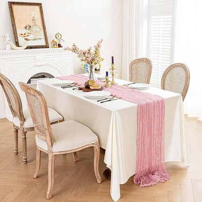 6Pack Light Pink Cheesecloth Table Runner Boho Gauze Cheese Cloth Table Runners Sheer Pink Table Runner for Wedding Party Baby Shower Birthday Home Decor