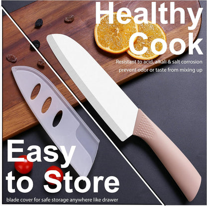 Ceramic Knife 7" Upgrade Sharp Ceramic Santoku Knife with Blade Cover