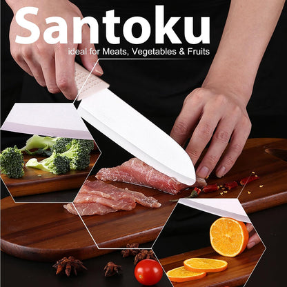 Ceramic Knife 7" Upgrade Sharp Ceramic Santoku Knife with Blade Cover