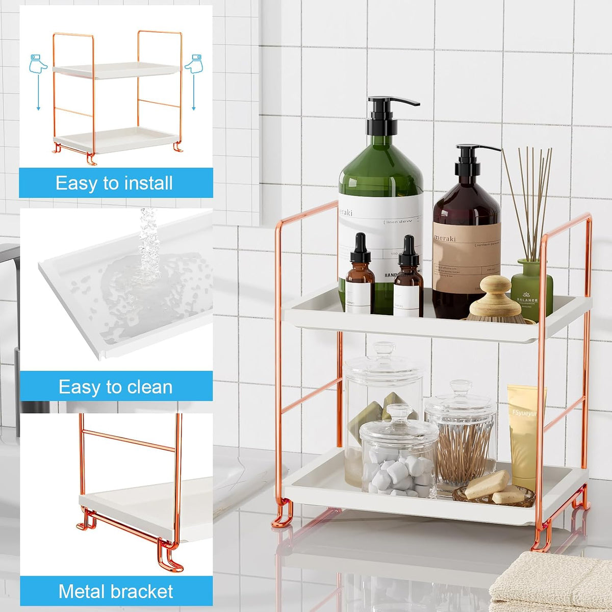 2-Tier Bathroom Countertop Organizer, Makeup Organizer for Vanity