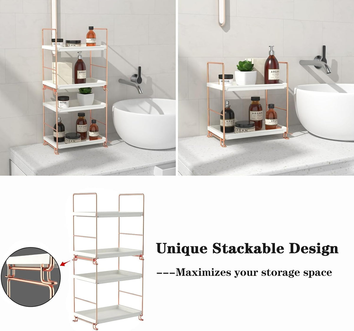 2-Tier Bathroom Countertop Organizer, Makeup Organizer for Vanity