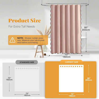 BTTN 72x80 Boho Scalloped Linen Textured Cloth , Blush Pink