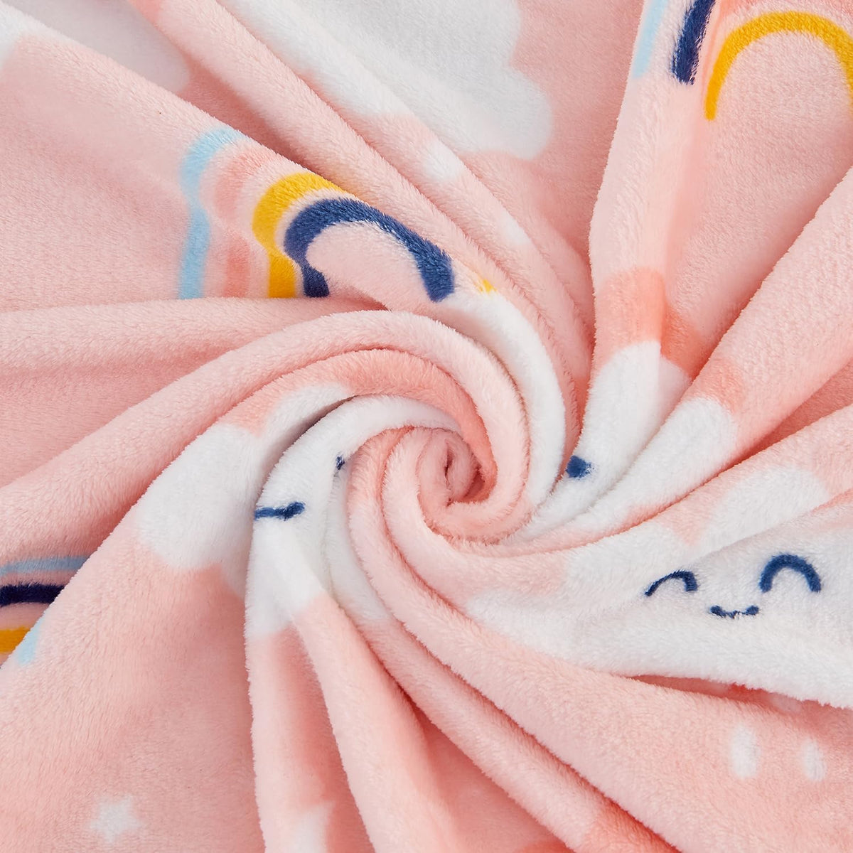 Cute Cloud Print Fleece Throw Blanket for Kids, Pink 50 x 60 Inches