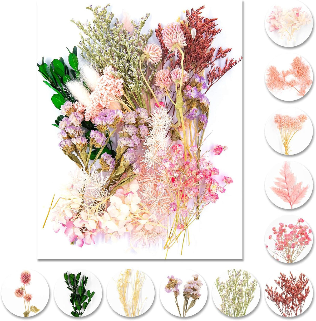 Real Dried Pressed Leaf Flowers-Multiple Colorful Pressed Flowers Daisies for Craft Resin Jewelry Making Art Craft DIY and Soap Candle Scrapbooking DIY Resin（Light Pink）