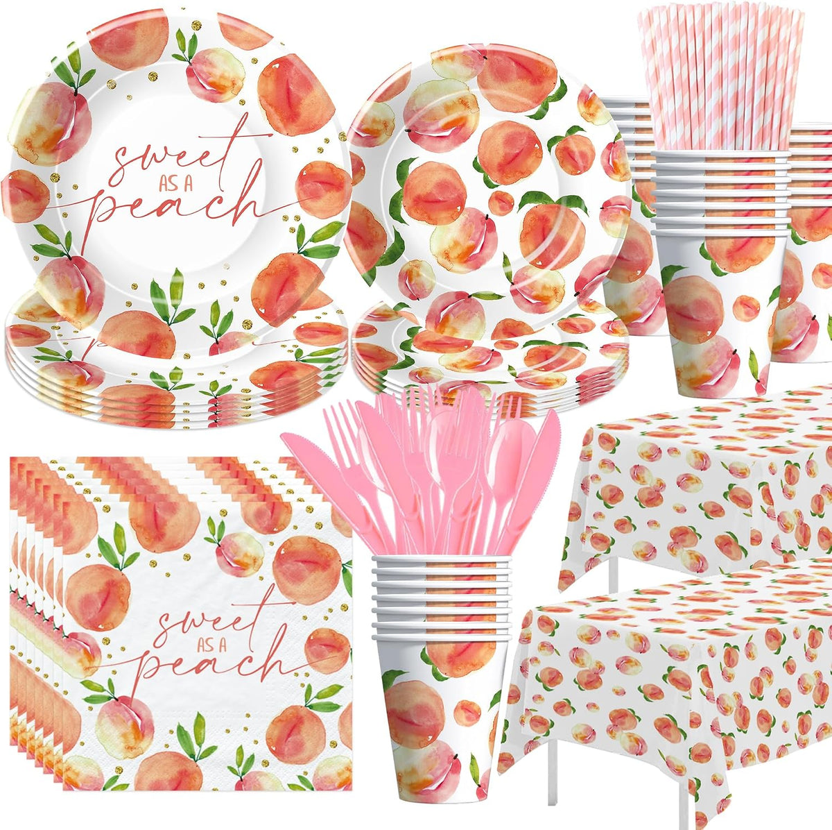 Peach Decorations Tableware, One Sweet Peach Birthday Party Supplies