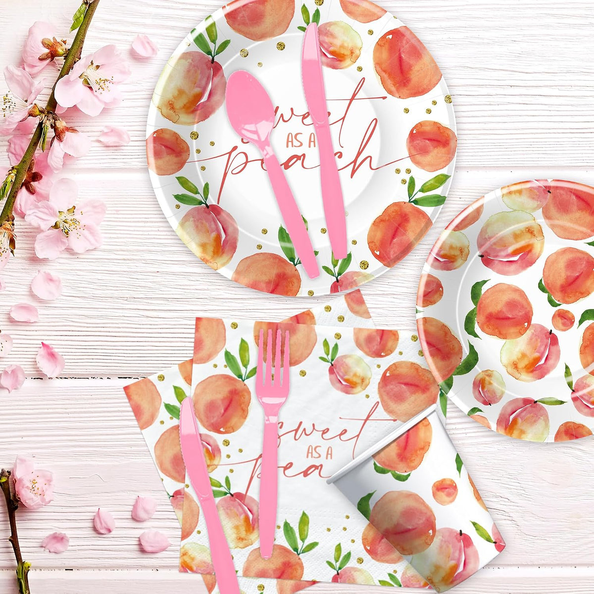 Peach Decorations Tableware, One Sweet Peach Birthday Party Supplies