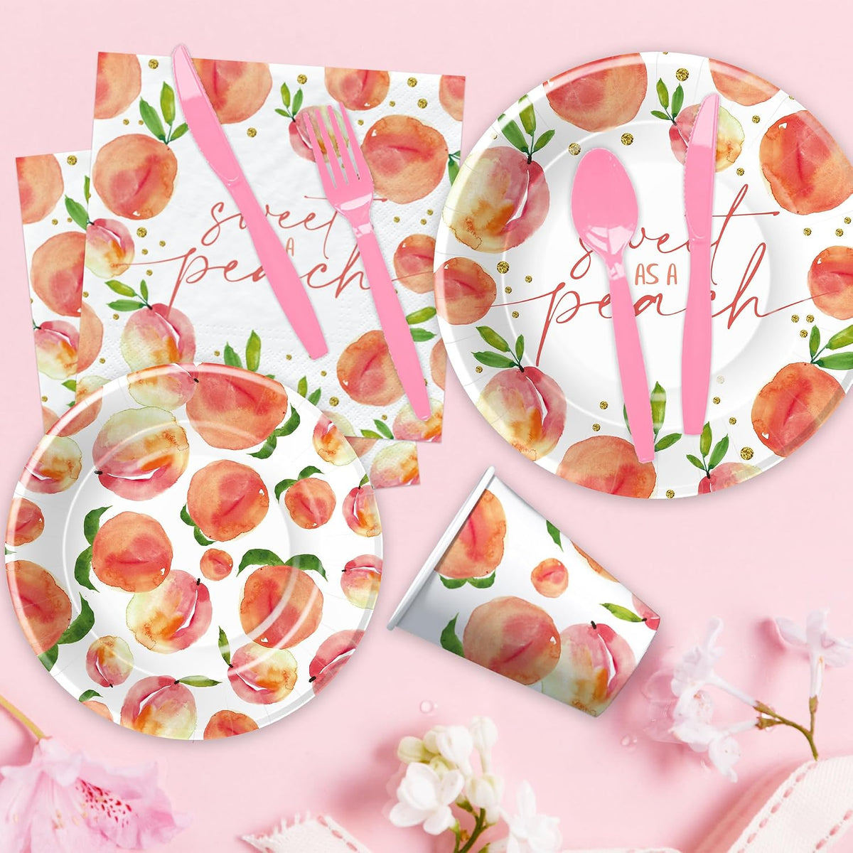 Peach Decorations Tableware, One Sweet Peach Birthday Party Supplies