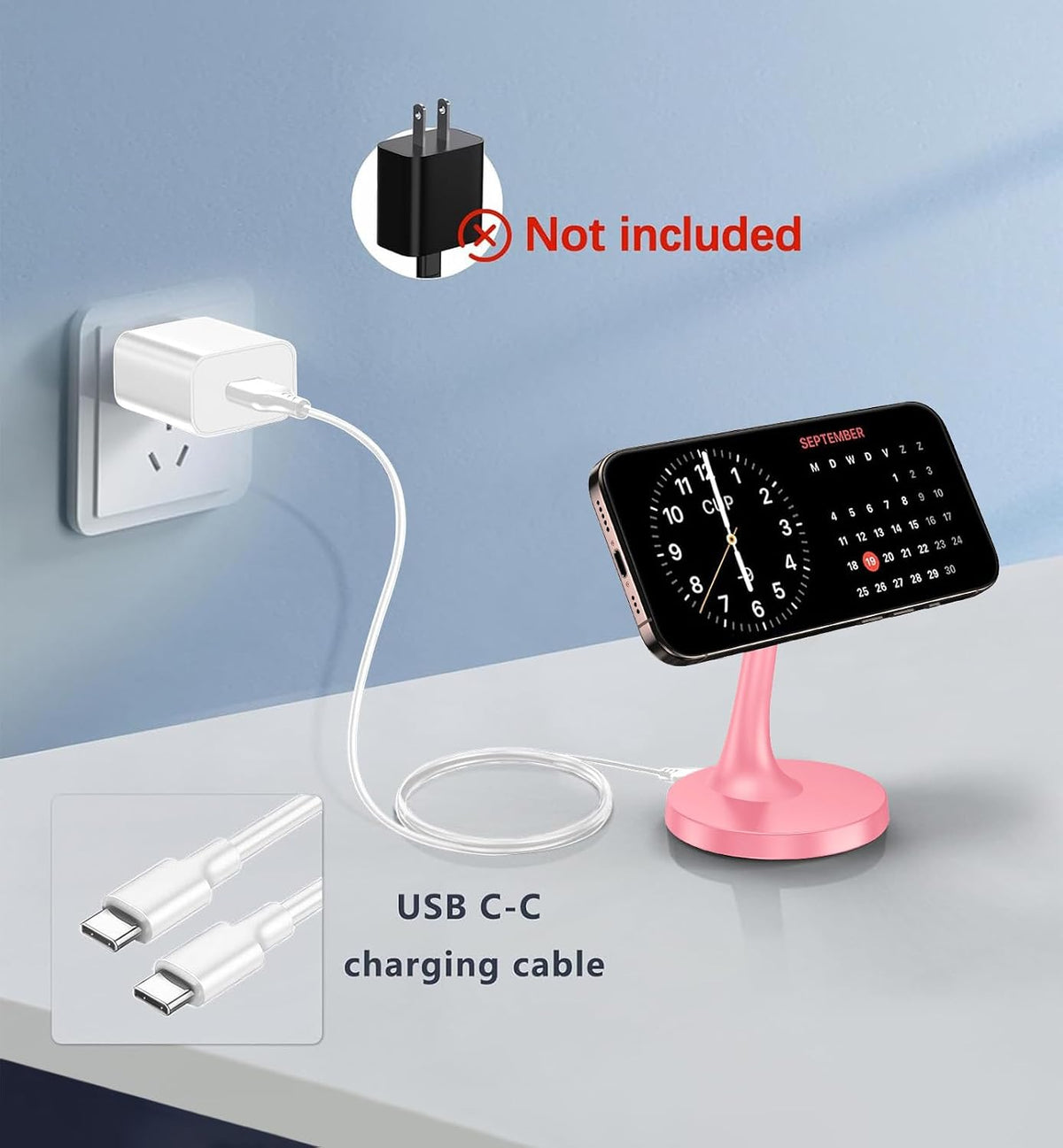 TXXTOL Magnetic Wireless Charger iPhone Stand, 15W Fast Mag-Safe Charger iPhone 17/17 Air/17 Pro/17 Pro Max 16/15/14/13/12 Series Magnet Wireless Charging Station/Pad/AirPods for Home, Office, Travel