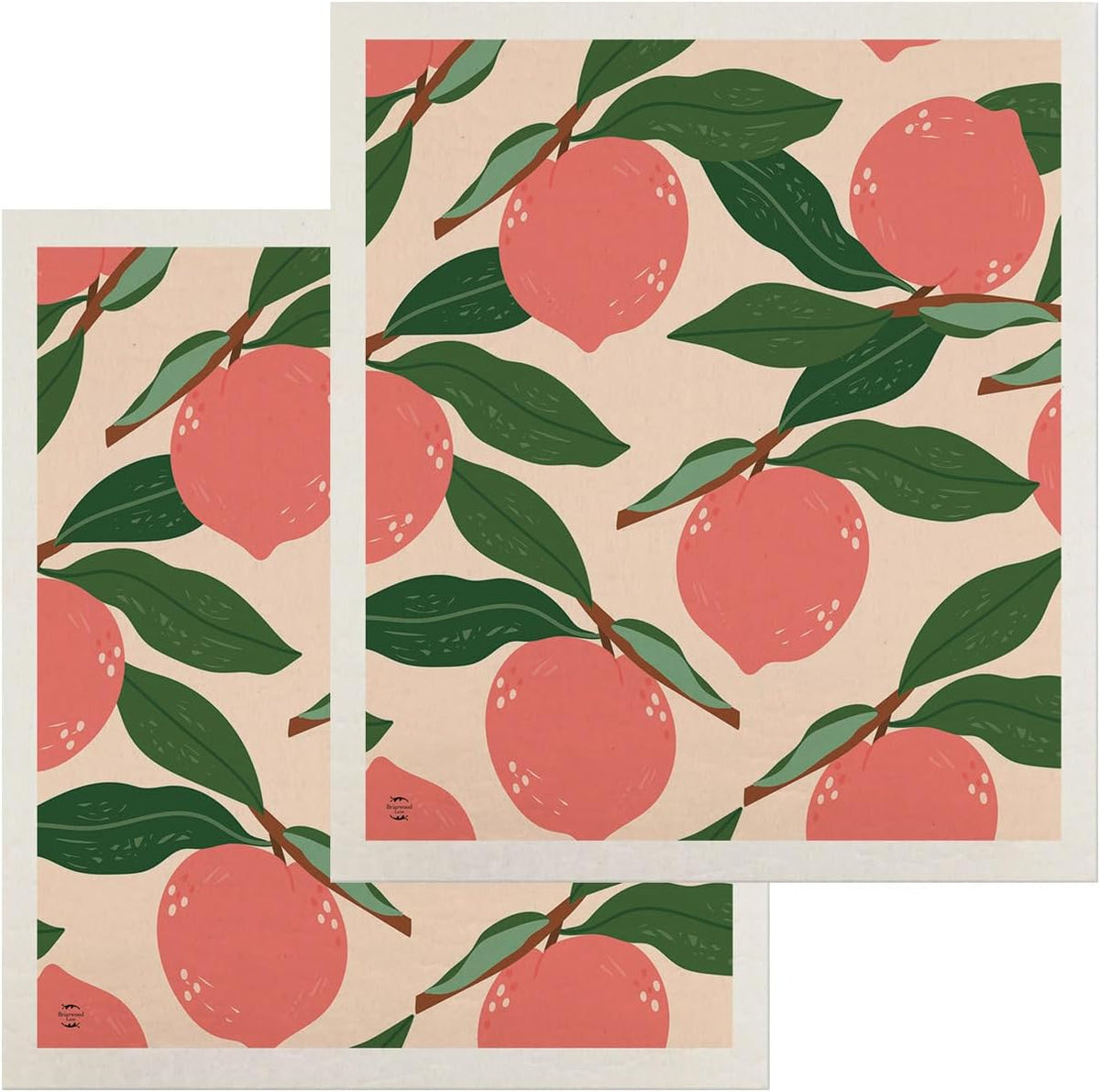 Everyday Pink Citrus Swedish Dishcloth (2-Pack) 7.5x6.75 Bundle for Kitchen - Eco Friendly Reusable Paper Towels - Dish Cloths for Washing Dishes