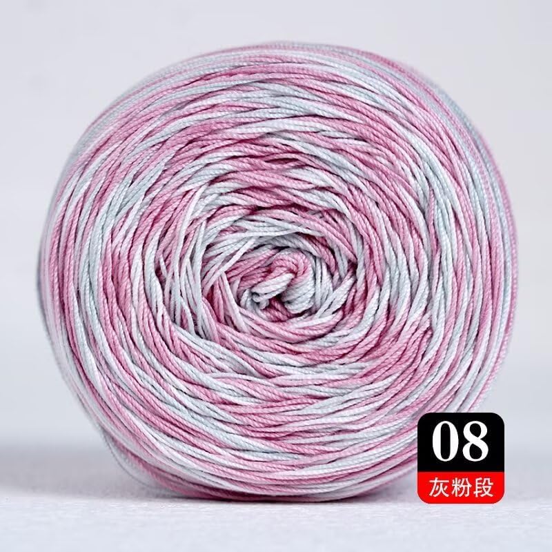 Gradient Lace Yarn ，Wool Blend Yarn for Knitting, Ideal for Hand-Crocheted Light Sweaters, Scarves & Coasters, Craft Yarns （1 roll，Grey+Pink）