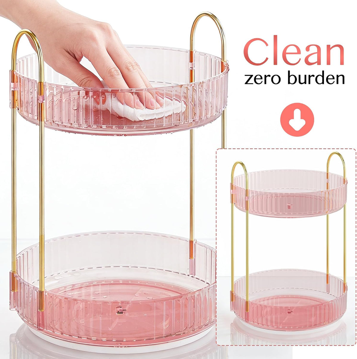 Rotating Makeup Organizer Countertop, Skincare Organizers
