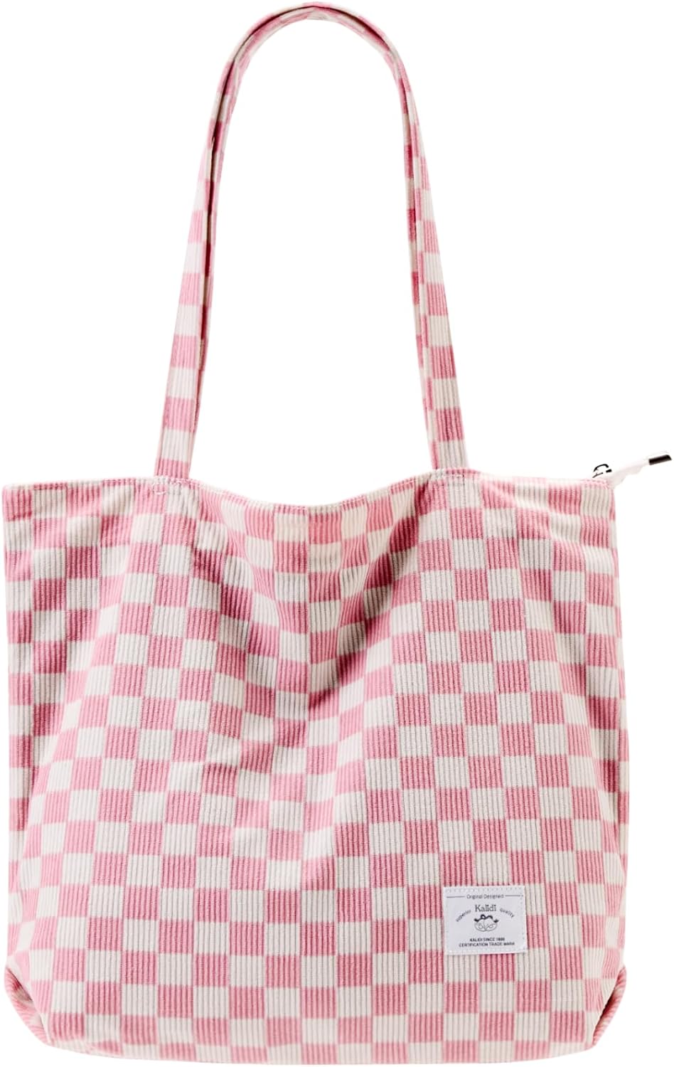 KALIDI Women Corduroy Tote Bag Zipper Casual Tote's Handbag Big Capacity Shoulder Bag with Pockets