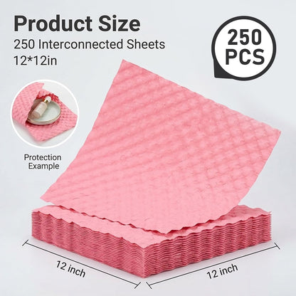 12" x 12" 250FT Pink Paper Bubble Wrap Sheets for Packing Embossed Kraft Cushioning Wrap Packing Paper for Moving Shipping Storage Fragile Items Glassware Dishes Gifts Small Business Packaging