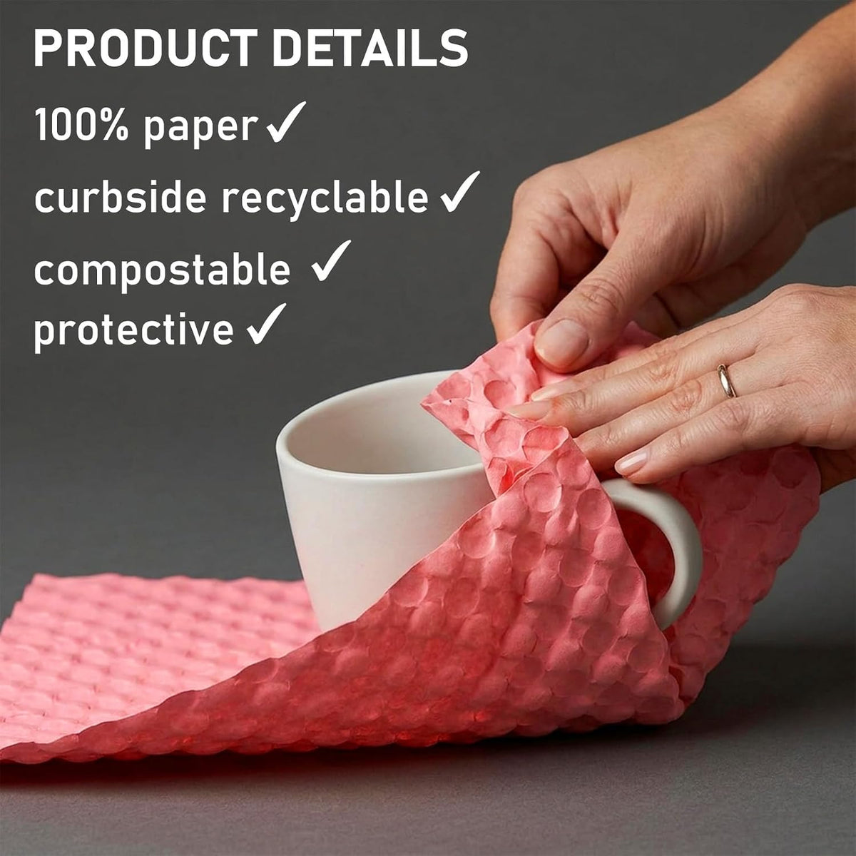 12" x 12" 250FT Pink Paper Bubble Wrap Sheets for Packing Embossed Kraft Cushioning Wrap Packing Paper for Moving Shipping Storage Fragile Items Glassware Dishes Gifts Small Business Packaging