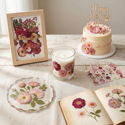 Pink Dried Pressed Natural Flowers for Resin Candle Soap Card DIY Decor