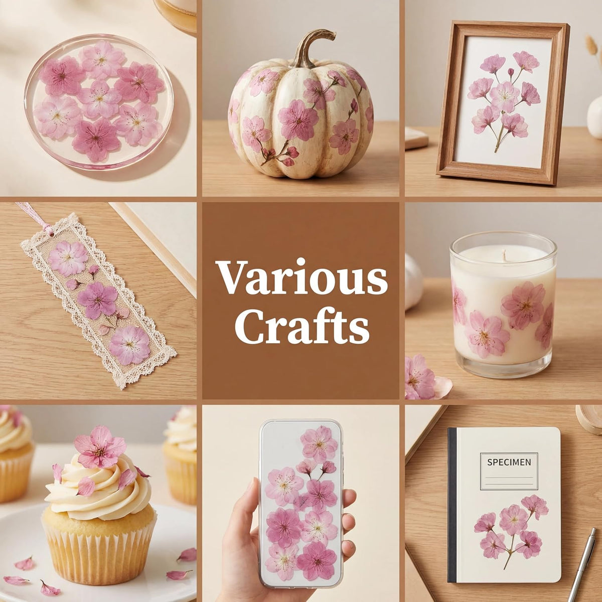 Pink Dried Pressed Natural Flowers for Resin Candle Soap Card DIY Decor