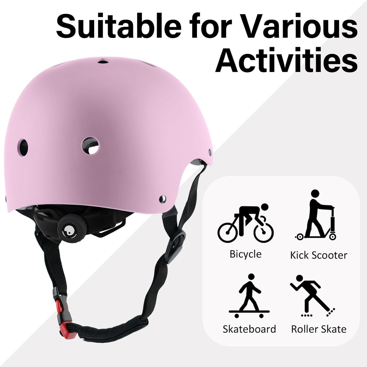 Skateboard Bike Helmet, 3 Sizes for Adult Youth & Kids