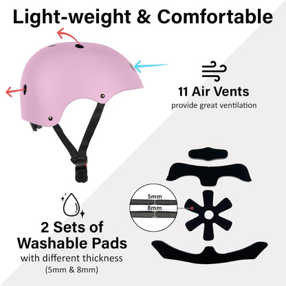Skateboard Bike Helmet, 3 Sizes for Adult Youth & Kids