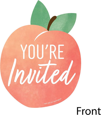 Sweet as a Peach - Shaped Fill-In Invitation Cards - 12 Count