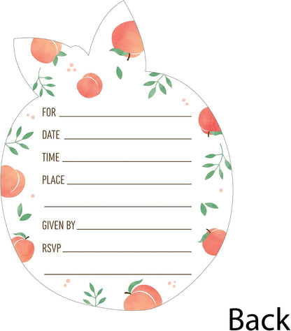 Sweet as a Peach - Shaped Fill-In Invitation Cards - 12 Count