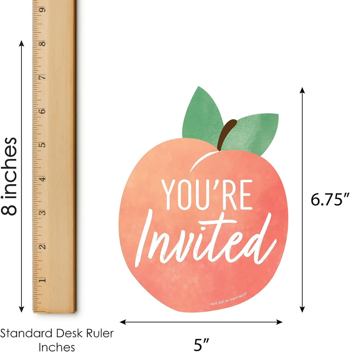 Sweet as a Peach - Shaped Fill-In Invitation Cards - 12 Count