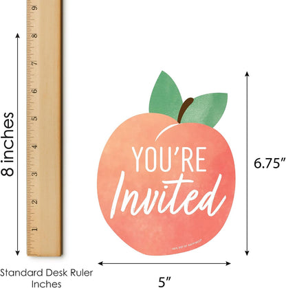 Sweet as a Peach - Shaped Fill-In Invitation Cards - 12 Count
