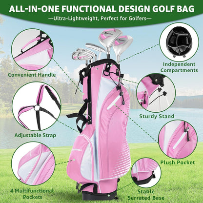 8-Piece Right & Left Hand Complete Golf Club Set for Men & Women: Wood, Hybrid, Irons, Putter & Bag - Beginner Friendly, High Distance & Accuracy