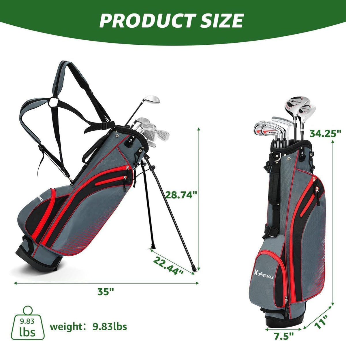 8-Piece Right & Left Hand Complete Golf Club Set for Men & Women: Wood, Hybrid, Irons, Putter & Bag - Beginner Friendly, High Distance & Accuracy
