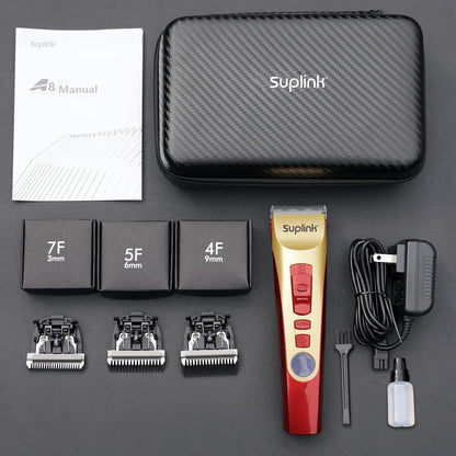 Dog Clippers for Grooming Thick Heavy Coats, Professional 2-Speed Pet Hair Trimmers, Cordless Rechargeable Dog Grooming Kit with 4 Interchangeable Stainless Steel Blades (1/3/6/9mm), Low Noise Shaver
