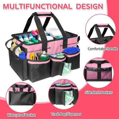 Cleaning Caddy Bag Wearable,Cleaning Caddy Supplies Organizer(Pink)